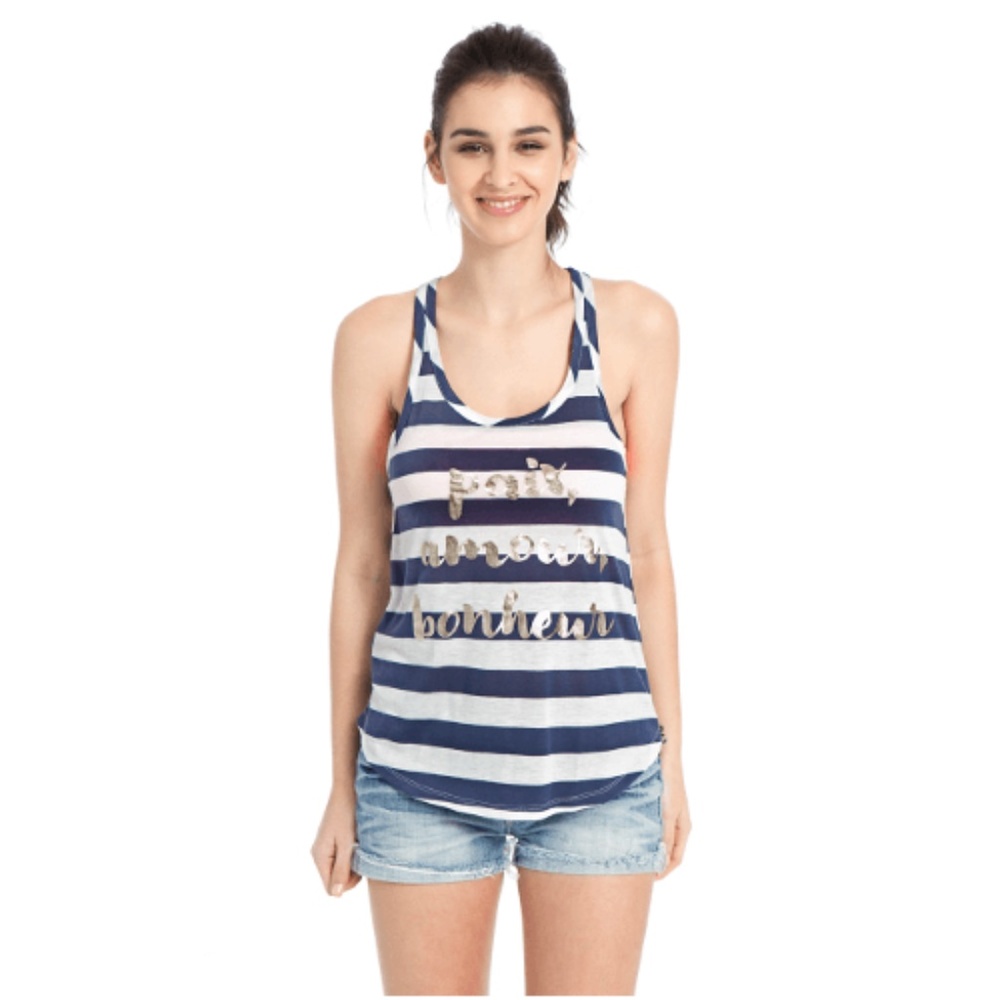 Striped Racerback Tank Top Loose Fit